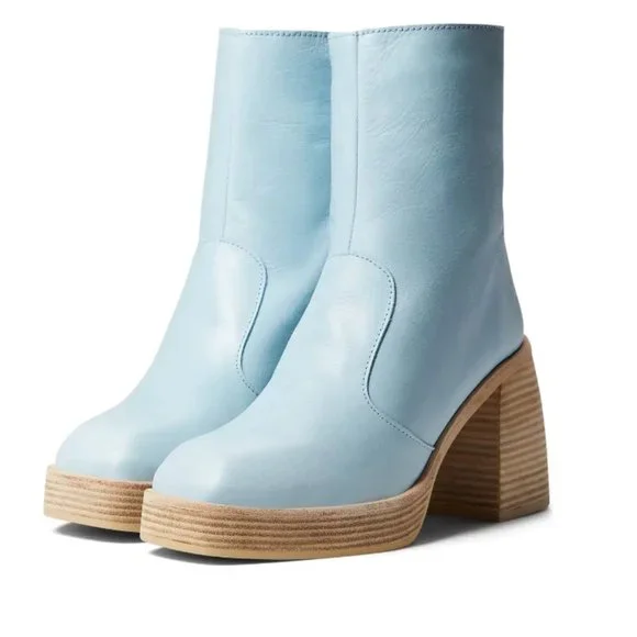 NEW $278 FREE PEOPLE CELESTE BLUE RUBY PLATFORM BOOTIES / BOOTS SIZE 39.5 / 9.5 - Picture 2 of 11